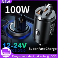 Car Charger Car 100W Quick Charger USB Type-C Dual Port Car Charger Car Plug Fast Charger 2 Ports 27