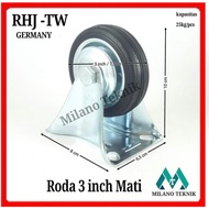 Roda Troli 3 inch mati Roda Karet / Roda Troly / Roda Etalase / Roda Gerobak