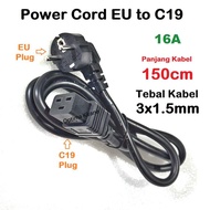 1.5M EU to C19 Power Cord Cable Plug C-19 Schuko APC UPS PDU UDP ATS 150cm thick 3x1.5mm 250V 16A EU