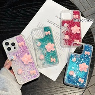 GC268 FLOWERS CHARMING WATER GLITTER QUICKSAND GLOW IN THE DARK CASE COMPATIBLE FOR REALME 7i 14X 15