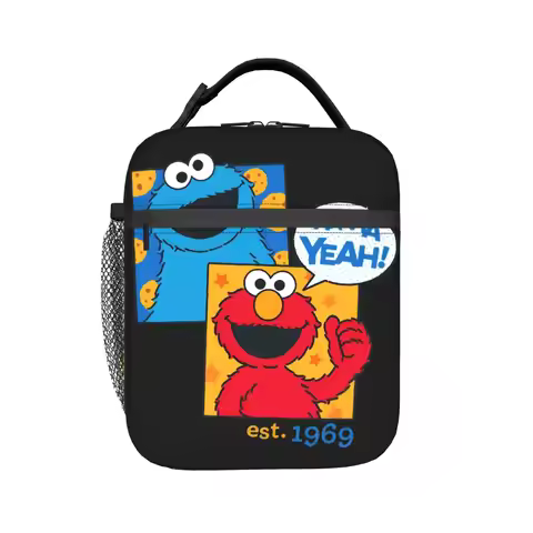 Custom Cookie Monster Portable Lunch Box for Women Leakproof Cartoon Cooler Thermal Food Insulated L