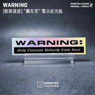 Monster Car Sticker Unique Creative Text WARNING WARNING Reflective Sticker Car Motorcycle Sticker S