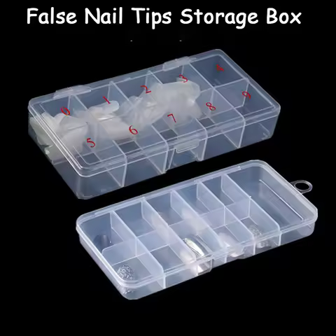1box Empty Nail Tips Organizer Storage Box 10grids Transparent Container Box for Crystal/Jewelry/gli