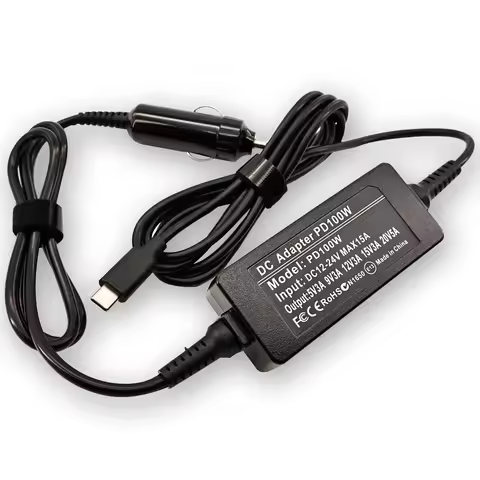 1​00W 12V-24V USB C PD Universal Laptop Car Charger 5V 9V 12V 15V 20V 5A DC Power Adapter for MacBoo