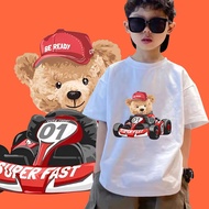 เสื้อยืดเด็ก Teddy Bear - Ready Set Go! และไม่จำเป็นต้องรีด ผ้าฝ้ายนุ่มสบาย ขนาดเด็ก