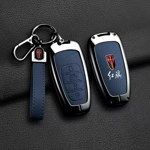 Car Smart Key Case Cover Shell For FAW Hongqi H5 E-HS9 H9 HS9 HS5 HS7 2020 - 2024 Zinc Alloy Leather
