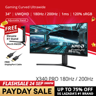 PRISM+ X340 PRO EVO | 34" 180Hz Curved Ultrawide 21:9 UWQHD [3440 x 1440] 120% sRGB Gaming Monitor