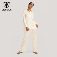 ❃LILYSILK Oversized Silk Pajama Set for Women 22 Momme Viola New Femme Casual Sleepwear Suits La ❀p