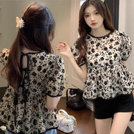 W682 Women's Short-Sleeved Shirt Puff Sleeves Slim Fit Suitable For Wearing In Summer