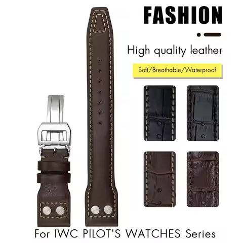 20mm 21mm 22mm High Quality Calfskin Leather Rivets Watchband Fit for IWC Big Pilot Mark Spitfire TO
