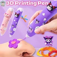 3D Printing Pen Kuromi DIY Drawing Doodler Pen Set Kids Graffiti Art Crafts with USB Rechargeable