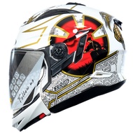 ZEUS ZS 613C WHITE AJ20 RED GLOSSY MODULAR DOUBLE VISOR