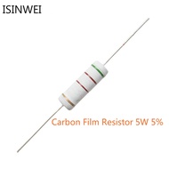 10pcs/lot Carbon Film Resistor 5W 5% 2.2R 22R 220R 2.2K 22K 220K