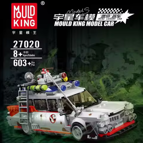 636PCS MOULD KING 27020 10021S Mini Ghost Bus Model ECTO-1 Technical Car Model Toys Assembly Buildin