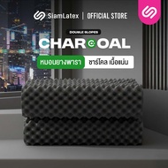 (ซื้อ 1 แถม 1) SiamLatex หมอนยางพารา รุ่น Double slopes (Black Charcoal) มีส่วนผสมของผงถ่านไม้ไผ่ หม