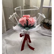 Crochet Roses SWEETNESS bouquet crochet 3 stalk pink roses