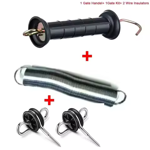 Electric Fence Gate Kit+ Handle Set Spring Gate+Tension Spring 2 Corner Ends 1 Black Handle For Farm