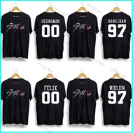 Kpop Stray Kids Felix Bangchan Woojin Seungmin T-shirt For Men Women Black White Tees Round Neck Uni