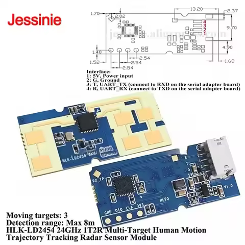 10pcs/1pc Hi-Link HLK-LD2454 24GHz 1T2R Multi-Target Human Motion Trajectory Tracking Radar Sensor M