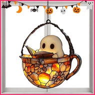 Spooky Ghost Reading Book Acrylic Sun Catcher 2D Festive Holiday Seasonal Halloween Acrylic Spooky R