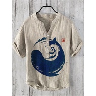 Henry Shirt - Men's new short sleeved casual T-shirt daily casual clothing top, whale print clothing