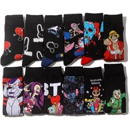 Retro solid color men's socks cartoon funny harajuku style women's socks