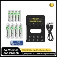 YAMZI Type C Fast Charging  4-channel independent charging Charger + Energizer AA/AAA Battery
