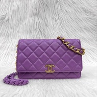 Chanel AP2732紫羅蘭羊皮金釦Woc斜背包