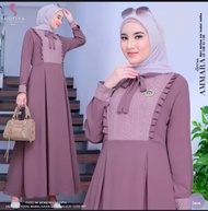 Gamis wanita Nayla Maxy kombinasi brokat malika tali pinggang lengan karet wudhu friendly
