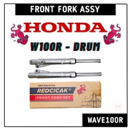 100% RED CICAK FRONT FORK ASSY WAVE 100R DISC NO DISC DRUM - W100R W100 R W 100R WAVE100R  FORK DEPA