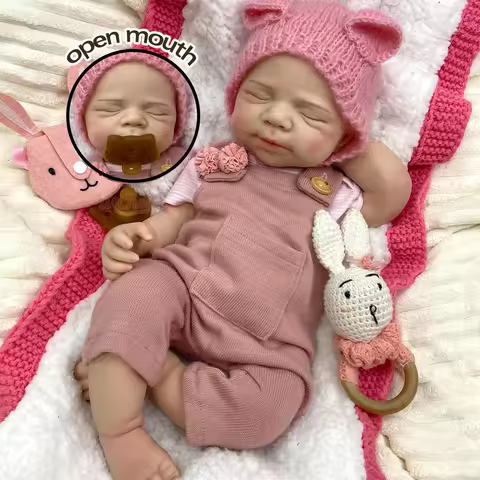 20"Closed Eyes Realistic Full Silicone Reborn Baby 1:1 Weight Handmade Skin Details Washable Early E