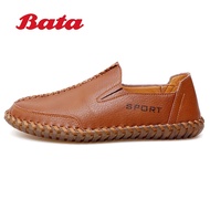 รองเท้าบุรุษ Bata พื้นแบนรองเท้าขนาดใหญ่ลำลองขี้เกียจ46คอต่ำฤดูใบไม้ผลิและฤดูร้อนรองเท้าหนังทำด้วยมือไซส์47