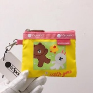日本 LeSportsac X Line Friends Brown 黃色帆布 MINI 散子袋