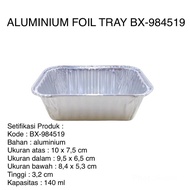 100 pcs ALUMINIUM TRAY BX-984519 - ALUMINUM FOIL TRAY BX CONTAINER 984519 CAPACITY 140ML