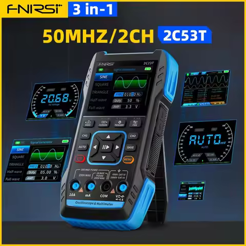 FNIRSI 2C53T Upgrade 3in1 Oscilloscope Multimeter Signal Generator 50MHz Bandwidth 250MS Rate Dual C