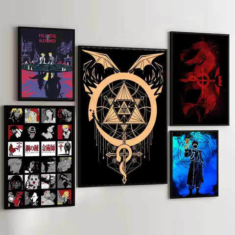 1PC Fullmetal Alchemist Poster Movie Sticky Posters Retro Kraft Paper Sticker DIY Room Bar Cafe Aest