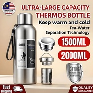 【1500ml 2000ml】All-steel thermos cup 316 stainless steel thermos bottle Vacuum stainless steel water