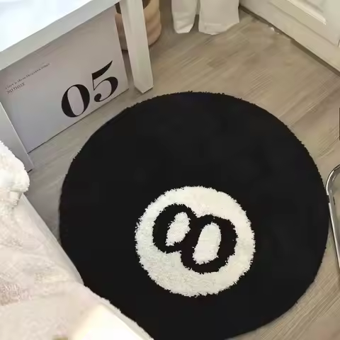 Halloween 8 Ball Magic Rug - Spooky Horror Movie Decor, Round Tufted Accent Mat for Indoor Home Deco