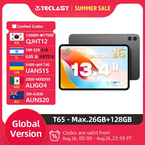Teclast T65 13.4 Inches 2K 120Hz Screen Unisoc T7280 Octa Core Max 26G RAM 128GB ROM 8000mAh Battery