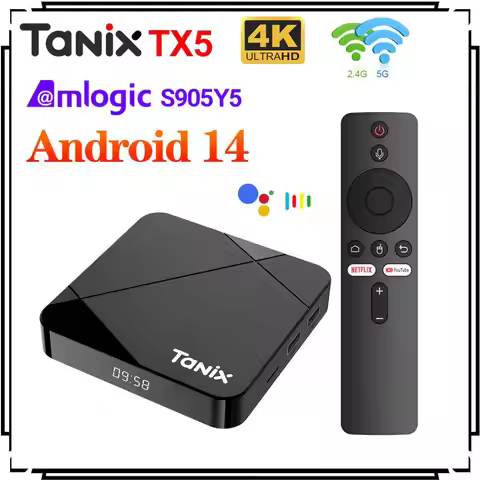 Tanix TX5 TV Box Android 14 Amlogic S905Y5 Media Player Android 14.0 Support 4K Ultra HD 2.4G & 5G D