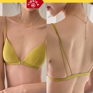 Hot Spring Summer Ribbed Cotton Thin 32-38abc Shoulder Strap Front Buckle Triangle Cup Wireless Biki