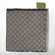 S3902-GUCCI 經典雙G緹花LOGO羊毛混絲斜紋雙色流蘇圍巾