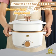 Bright Crown Panci Listrik Kukusan Serbaguna 2.5L / Panci Elektrik Steamer 2 Tingkat Fry Pan