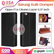 Sarung Kulit Leather Oppo F1s Flip Case Cover Dompet Casing F1s