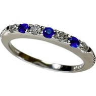 12 號半永恆戒指，含 0.072 克拉磷灰石和 0.11 克拉鑽石，Pt900 鉑金，3.4gg，女士適用