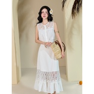 Set nữ áo sát nách vân nổi cổ tròn phối chân váy maxi sang chảnh Orchid - OHB13X512