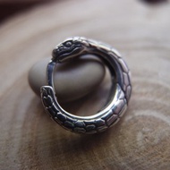 銜尾蛇蛇耳環 16 毫米 - 0.65 吋銀單隻耳環 Handcrafte