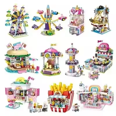 LOZ Blocks Amusement Park Building Bricks Hamburger Chips Pisa Store Game Machine Model Corsair Kids