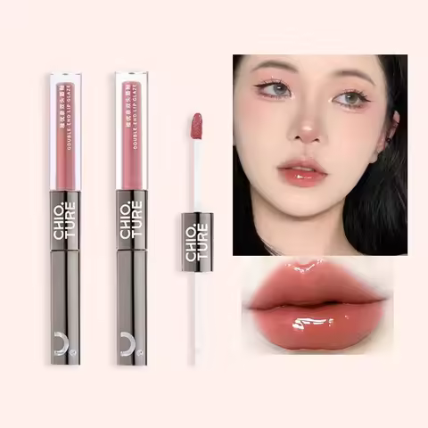 CHIOTURE Double-ended Lip Glaze Mirror Watery Glossy Lip Oil Lip Honey Female Non-stick Cup Lipstick