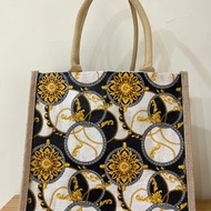 麻布袋 購物袋 肩背 手提 特大 拉鏈 雙面 紙藝拼貼 蝶古巴特